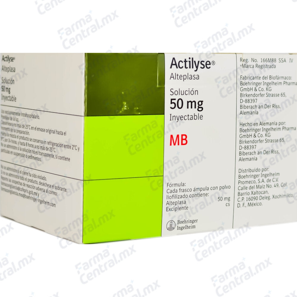Actilyse 50mg solucion inyectable - Alteplasa