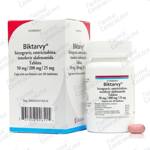 Biktarvy con 30 tabletas - Bictegravir 50mg, Emtricitabina 200mg, Tenofovir 25mg