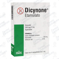 Dicynone 250 mg con 4 ampolletas solucion inyectable - Etamsilato