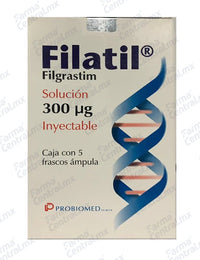 Filatil 300 mcg inyectable con 5 frascos - Filgrastim