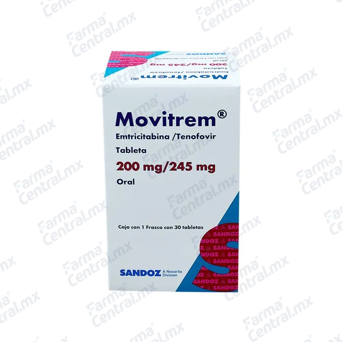 Movitrem  con 30 tabletas - Emtricitabina 200 mg, Tenofovir 245 mg