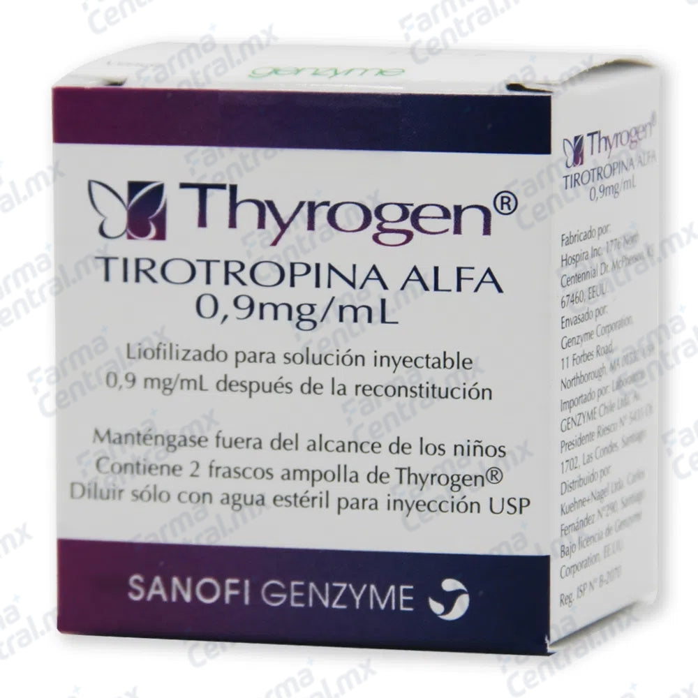 Thyrogen 0.9 mg con 2 frascos inyectable - Tirotropina Alfa