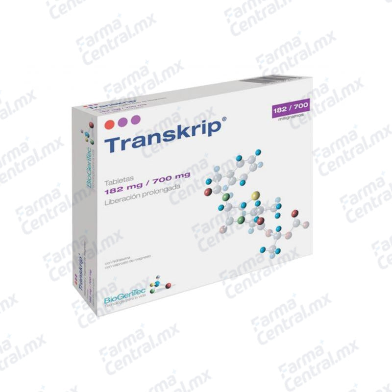 Transkrip con 14 tabletas - Hidralazina 182 mg / Valproato de Magnesio 700 mg