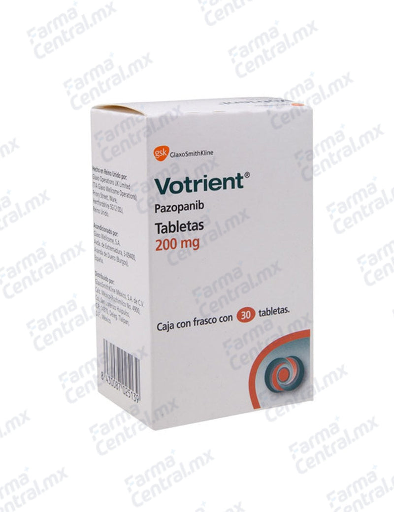 Votrient 200 mg con 30 tabletas - Pazopanib