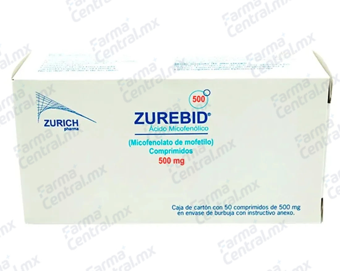 Zurebid 500 mg con 50 comprimidos - Acido micofenolico