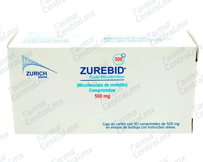 Zurebid 500 mg con 50 comprimidos - Acido micofenolico